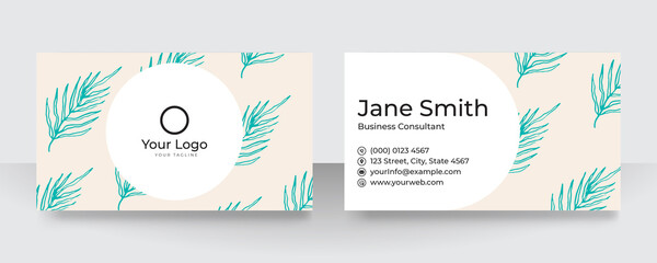 Modern green and white minimal hand drawn business card design. Modern business card template red black colors. Flat design vector abstract creative - Vector
