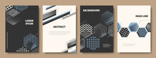 Set Of Geometric Backgrounds. Collage Style Cover Design Templates. Vector Flat Illustration.