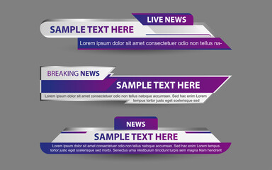 Wall Mural - set collection vector of broadcast news lower thirds template layout design banner for bar headline 