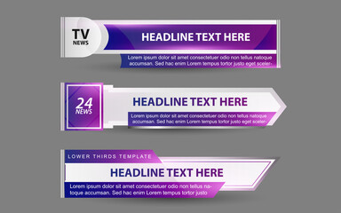 Wall Mural - set collection vector of broadcast news lower thirds template layout design banner for bar headline 