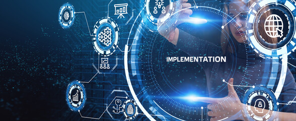 implementation, web technology concept. business, technology, internet and network concept.