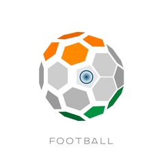 3D soccer ball with India team flag.