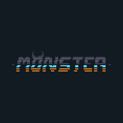 Wall Mural - Pixel art cyberpunk monster text design.