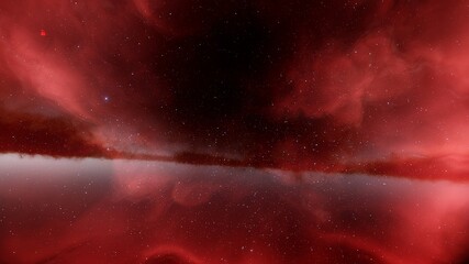 Wall Mural - red-violet nebula in outer space, horsehead nebula, unusual colorful nebula in a distant galaxy, red