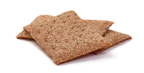 Wall Mural - Wholegrain crispbread, rye crisp, isolated on white background.