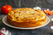 © darinadreamer - Chicken and potato pie. Tasty pie. Pie and vegetables on the table