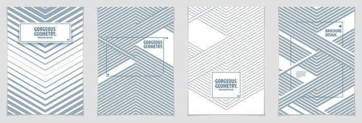 Wall Mural - Futuristic minimal brochures graphic design templates. Vector geometric patterns abstract backgrounds set. Design templates for flyers, booklets, greeting cards