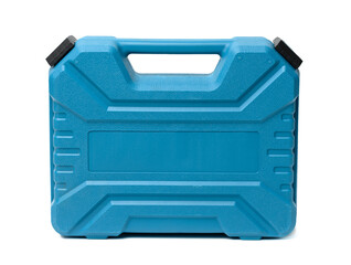 blue plastic tool case isolated on white background