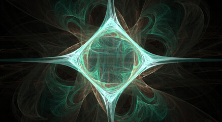 Poster - Beautiful Digital Symmetric Fractal cosmic energy vibrant flowing lines and soothing pastel colors