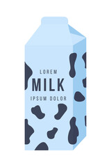 Poster - Cow milk carton semi flat color vector object. Full sized item on white. Pasteurized milk from grocery store isolated modern cartoon style illustration for graphic design and animation