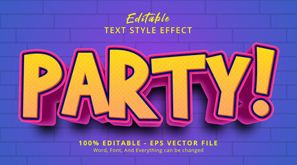 Leinwandbilder - Editable text effect, Party text on fancy comic color style effect