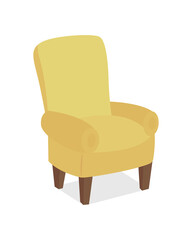 Poster - Comfortable yellow armchair semi flat color vector object. Full sized item on white. Stylish furniture for living room isolated modern cartoon style illustration for graphic design and animation