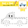 Dot to dot educational game and Coloring book Pickup Truck cartoon character side view vector illustration