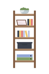 Fototapete - Office shelving semi flat color vector object. Full sized item on white. Bookcase for business documents and folders isolated modern cartoon style illustration for graphic design and animation
