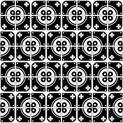 Poster - Black batik ornament. Vector seamless decor shapes pattern.