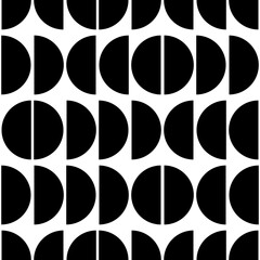 Poster - Half black shapes ornament. Vector seamless circle pattern.