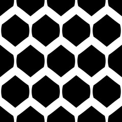Poster - Minimal hexagona seamelss pattern. Vector black repeated hexagonal shape decor ornament.