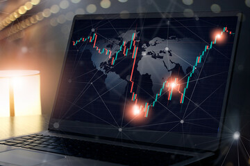 Wall Mural - finance chart on laptop