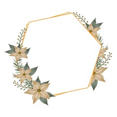 Wall Mural - hexagon frame with arrangement of soft yellow flower for wedding invitation