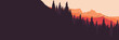 © FahrizalNurMuhammad - mountain forest sunset flat design vector banner template good for web banner, ads banner, tourism banner, wallpaper, background template, and adventure design backdrop