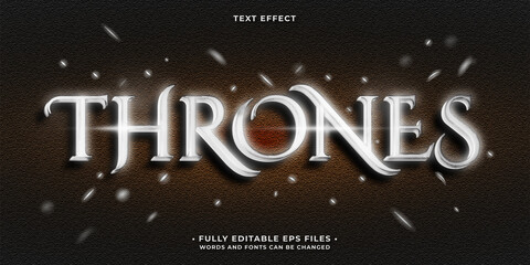 Wall Mural - shining silver thrones text effect. 100% editable eps cc vector