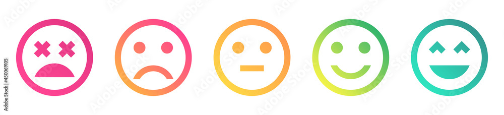 Feedback emoji icons. Review sentiment emoticon icon set with different ...