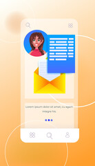 Poster - envelope letter on smartphone screen online messenger app social media network online communication concept
