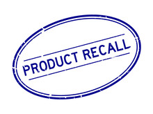 Grunge Blue Product Recall Word Oval Rubber Seal Stamp On White Background