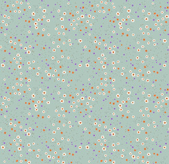 Vector seamless pattern. Pretty pattern in small flowers. Small colorful flowers. Gray blue  background. Ditsy floral background. The elegant the template for fashion prints. Stock vector.