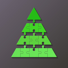 Fototapete - Four levels color pyramid. Puzzle presentation infographic template with explanatory text field for business statistics illustration. Four stages triangle puzzle piece shape. puzzle infographic