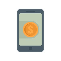 Poster - Dollar phone digital wallet icon flat isolated vector