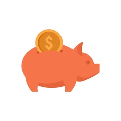 Poster - Crowdfunding piggy bank icon flat isolated vector