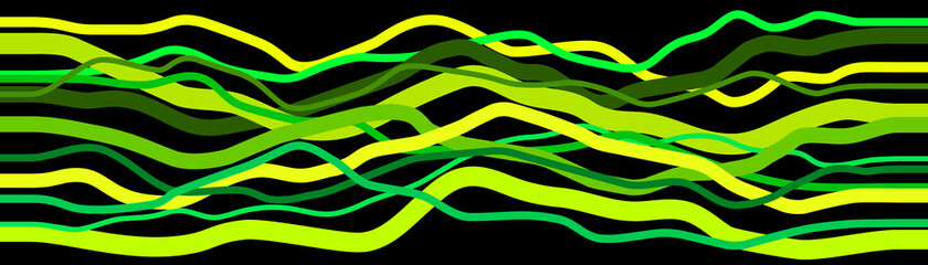 Poster - green and yellow curve lines, abstract background. outline waves, abstraction color shapes, modern b