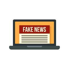 Poster - Laptop fake news icon flat isolated vector