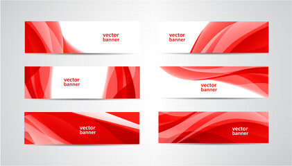 Wall Mural - vector set of abstract silk wavy headers, red banners. use for web site, ad, brochure, flyers