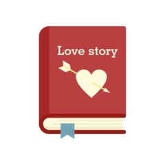 Poster - Love story book icon flat isolated vector