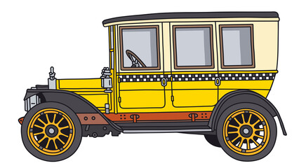 Canvas Print - The vectorized hand drawing of a vintage yellow and cream taxi