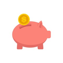 Poster - Money piggybank icon flat isolated vector