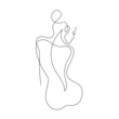 Nude woman face abstract silhouette, continuous line drawing, small tattoo, print for clothes and logo design, emblem or logo design, isolated vector illustration.	