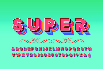 Poster - Font alphabet Script Typeface handcrafted handwritten vector label design old style.Shadow Effect.vintage Hand Drawn.Retro Typography.Vector Illustration.
