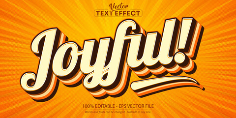 Wall Mural - Joyful text, 70s and 80s text style and editable text effect