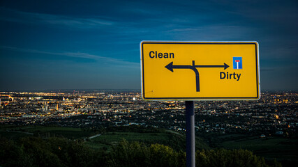 Wall Mural - Street Sign Clean versus Dirty