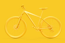 Side View Of Yellow Bicycle Over Yellow Background. 3D Illustration