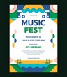 Colorful abstract geometric music festival poster vector template