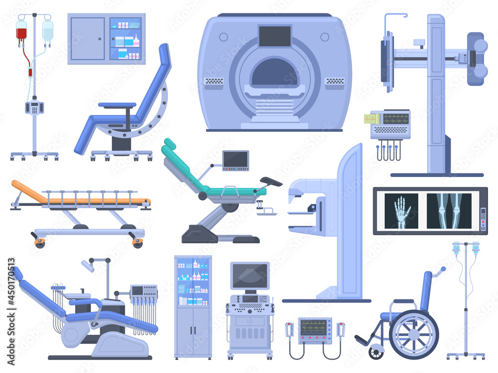 Medical Machine Names Hospital medical diagnostic healthcare equipment tools. Dentist chair ...