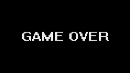 Wall Mural -  game over pixel text  with glitch effect animation. Retro, colorful  video footage, 4K