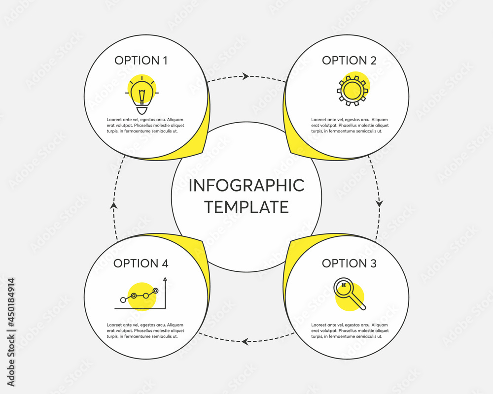 Vector infographic circle template with 4 steps, parts, options ...