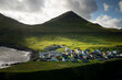 faroe islands, gjogv, blue, sky, street, landscape, mountain, village, nature, panorama, view, mountains, valley, green, countryside, field, hill, rural, tree, panoramic, summer, europe, country, scen