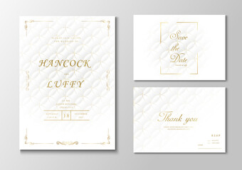 Poster -  Elegant wedding invitation card template luxury background with white and gold