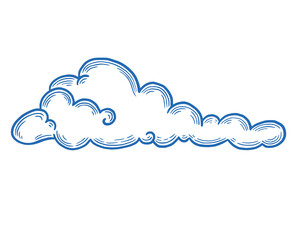 Poster - Hand drawn cloud set. Doodle sketch style cloud. Simple outline scribble draw. Vector illustration.